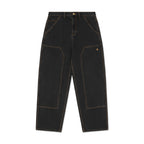BURN OUT DOUBLE KNEE JEANS WASHED BLACK