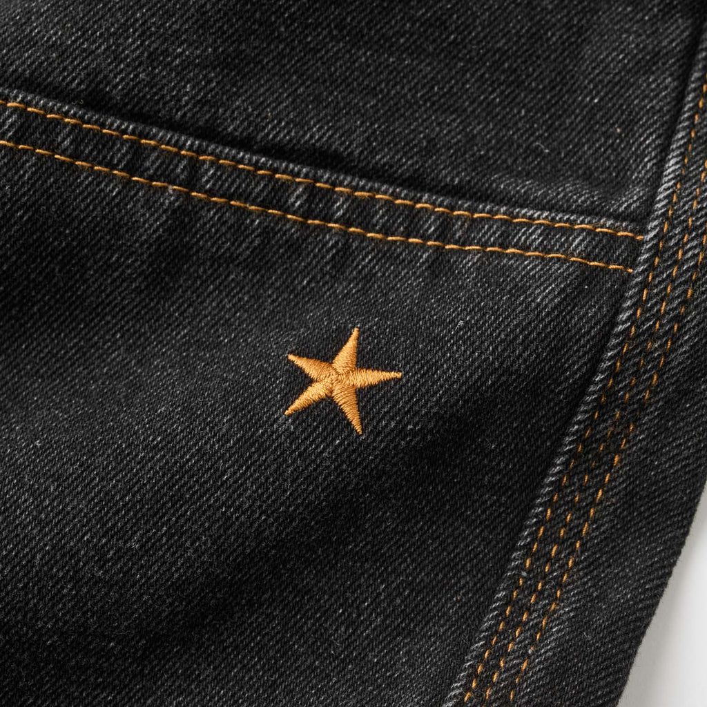 BURN OUT DOUBLE KNEE JEANS WASHED BLACK