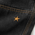 BURN OUT DOUBLE KNEE JEANS WASHED BLACK