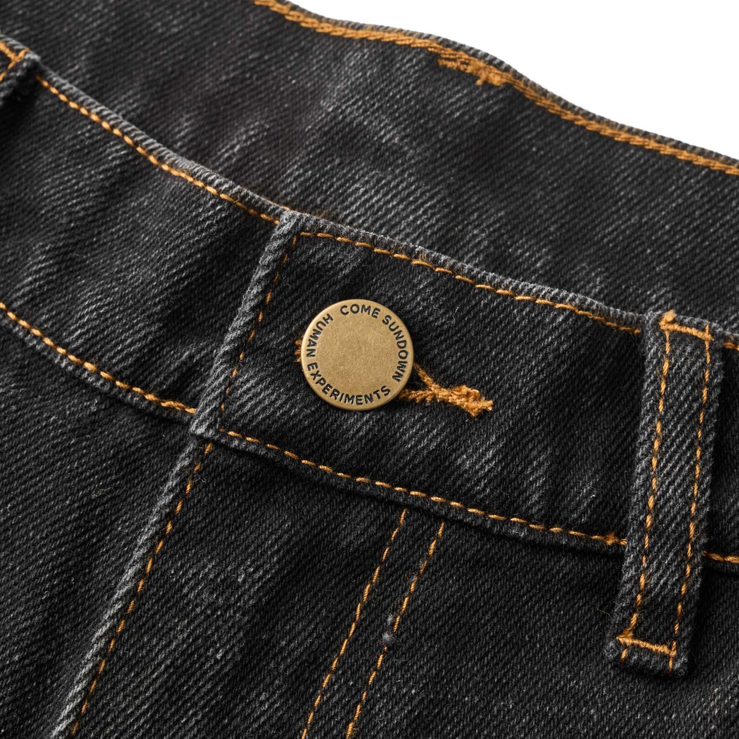 BURN OUT DOUBLE KNEE JEANS WASHED BLACK